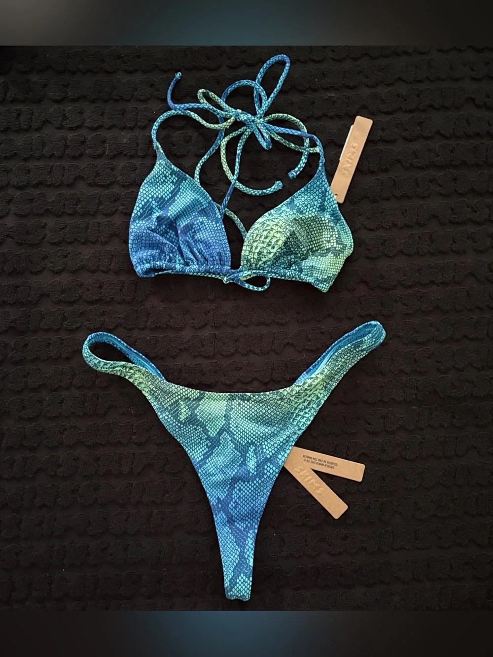 🩵 SKIMS Signature Swim Bikini Set | Aqua Ombre Snake | M | NWT